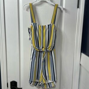 Striped summer backless romper